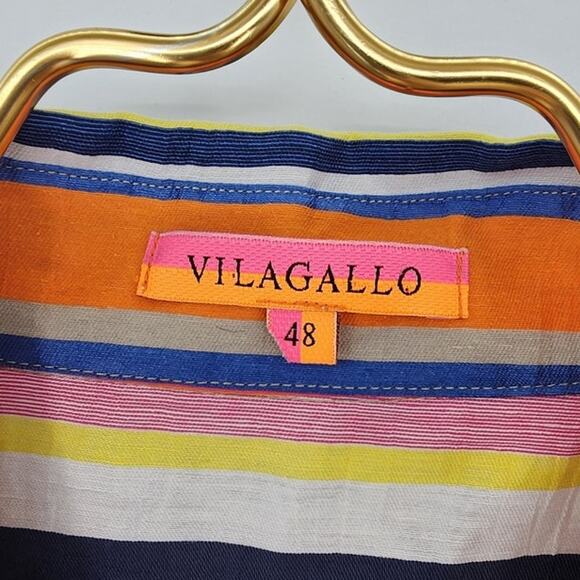 Vilagallo Linen Blend Striped Dress Size‎ 48 Casual Comfort Summer - Picture 13 of 14